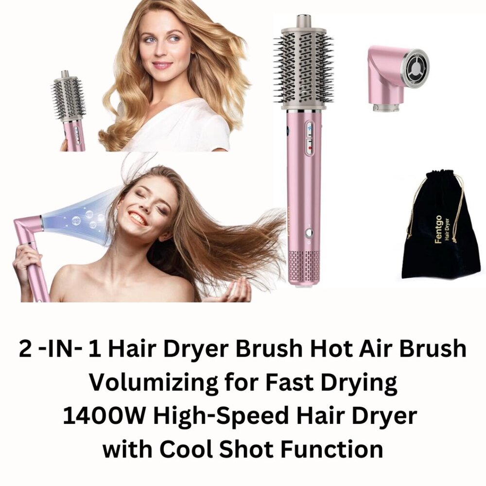 2 In 1 Hair Dryer Hot Air Brush Volumizing for Fast Drying 1400W